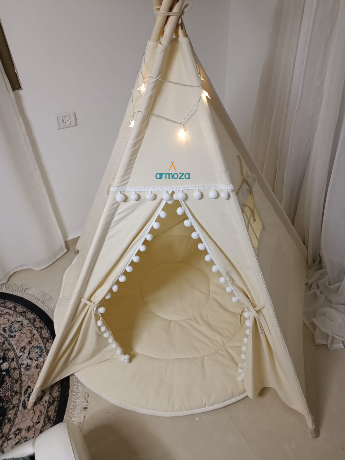 Off White Play Teepee Tent for Kids