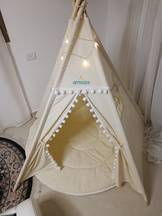 Off White Play Teepee Tent for Kids